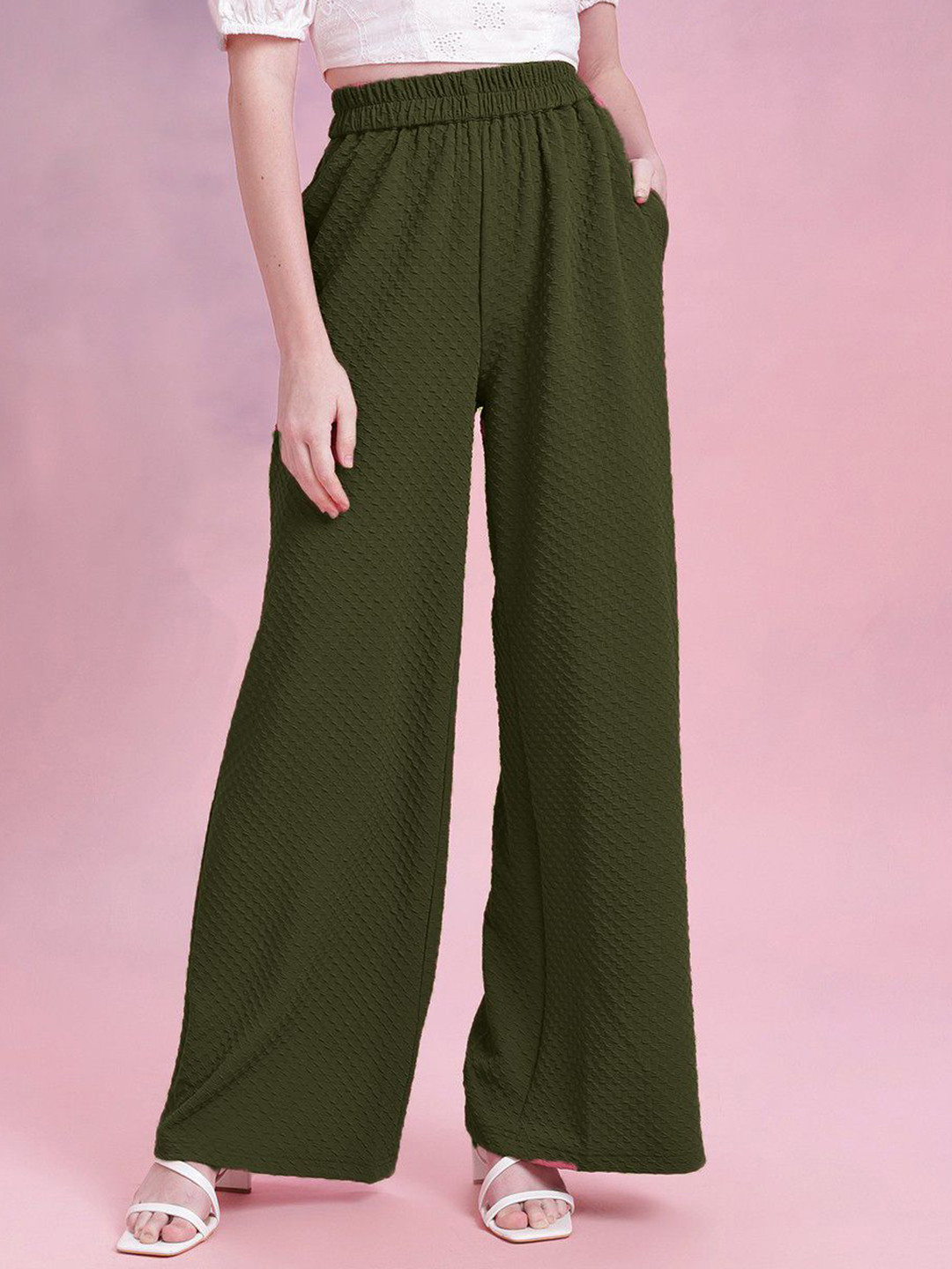 RAHI TRENDZ Women High-Rise Relaxed Fit Parallel Trousers