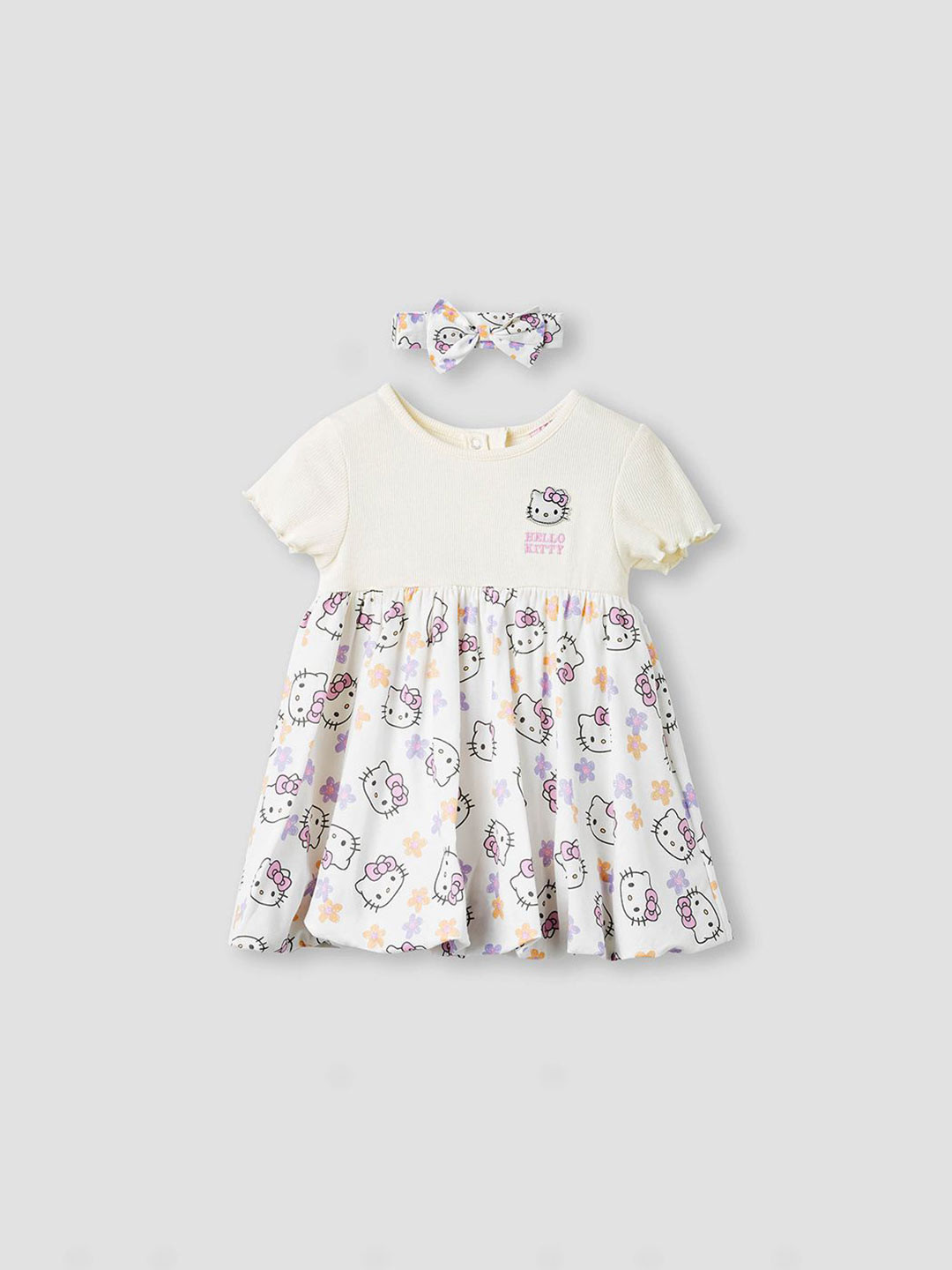 Juniors by Babyshop Infants Hello Kitty Print Cotton Fit & Flare Dress With Headband