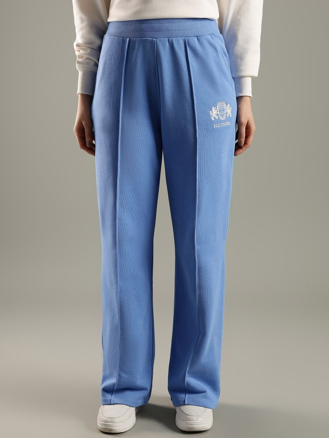 Tommy Hilfiger Women Europe Straight Fit Logo Cotton High Rise Track Pants