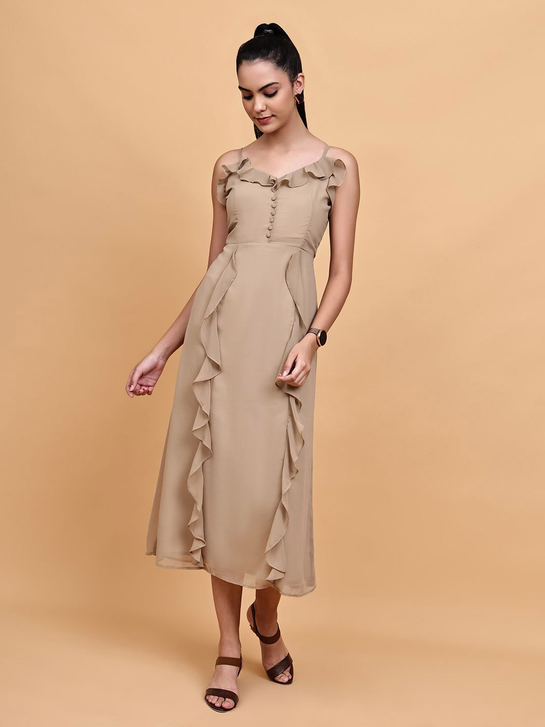 BLANC9 Gathered Or Pleated Fit & Flare Dress