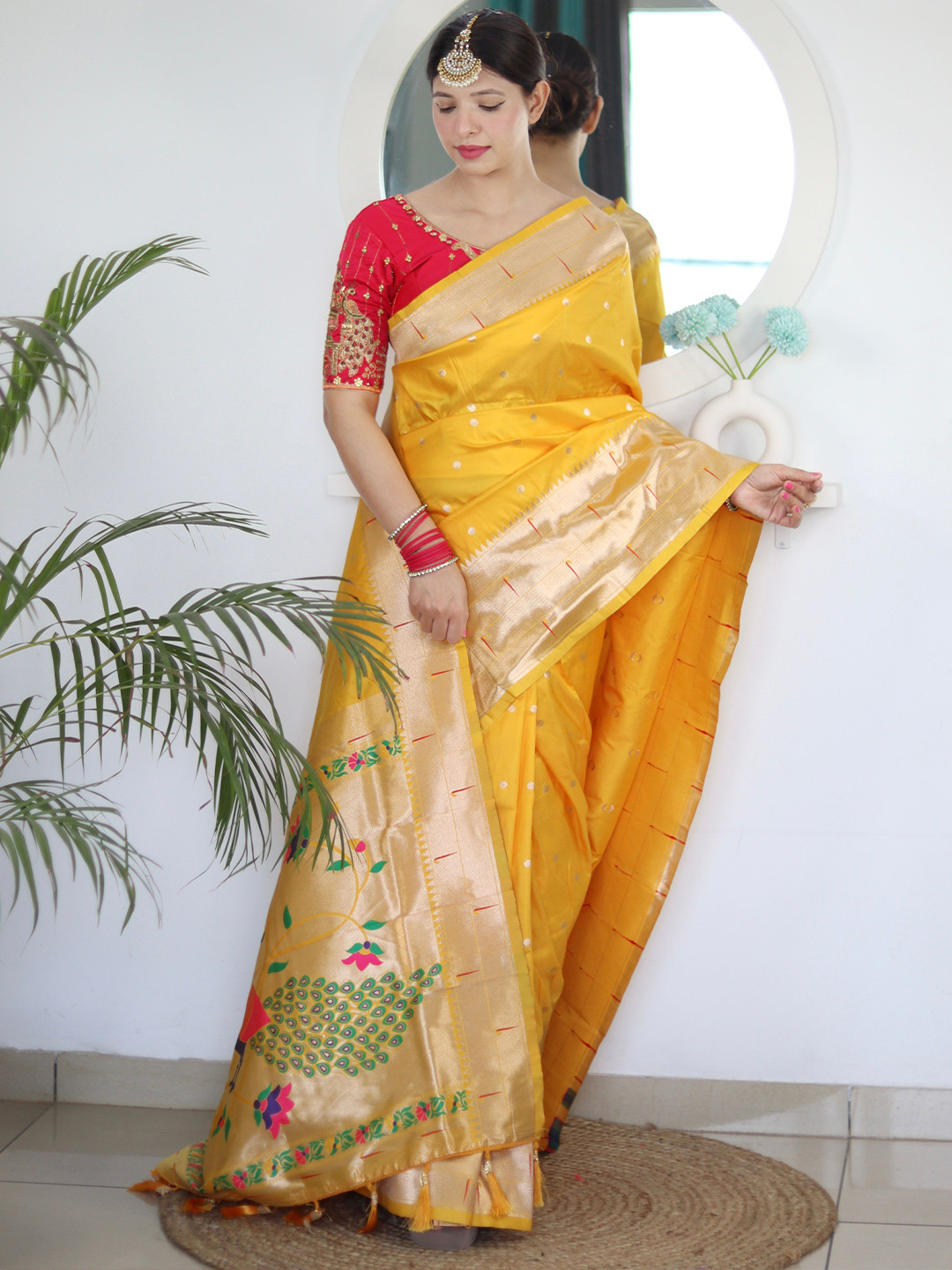bansari textiles Women Ethnic Motifs Printed Zari Traditional Banarasi Saree