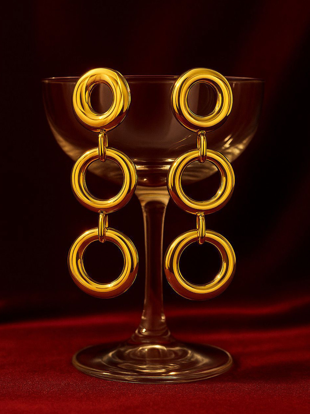 Nui Stainless Steel Gold-Plated Contemporary Drop Earrings