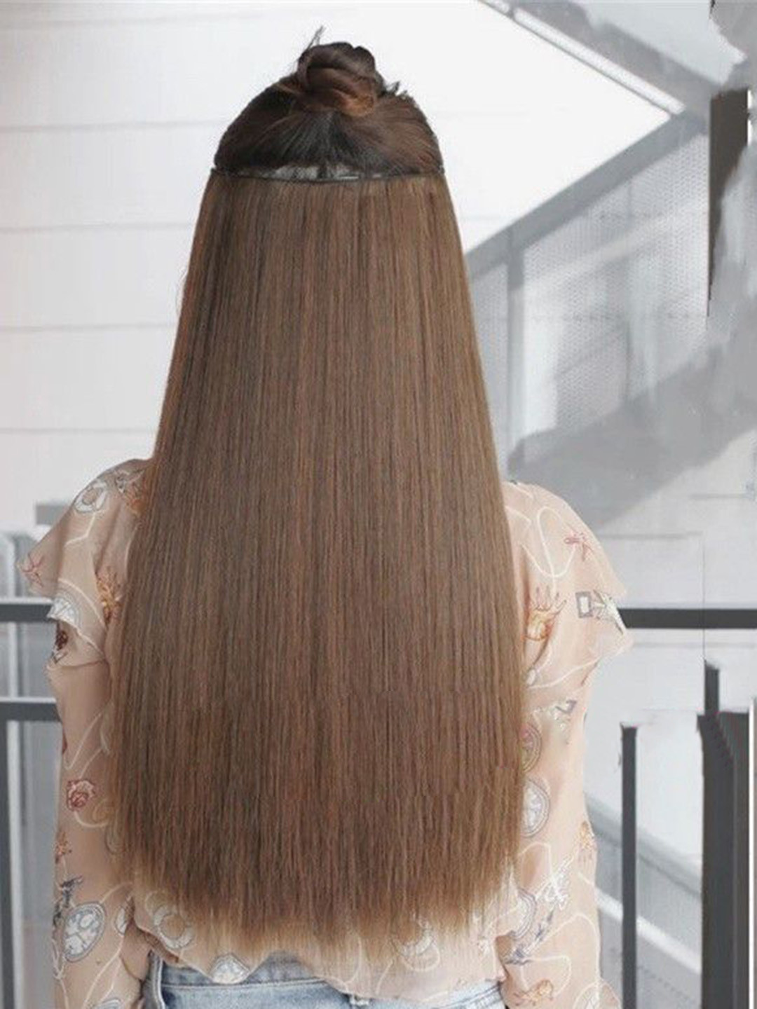 VIEWS Women Straight Clip-In Ponytail Hair Extension - Brown - 24 In