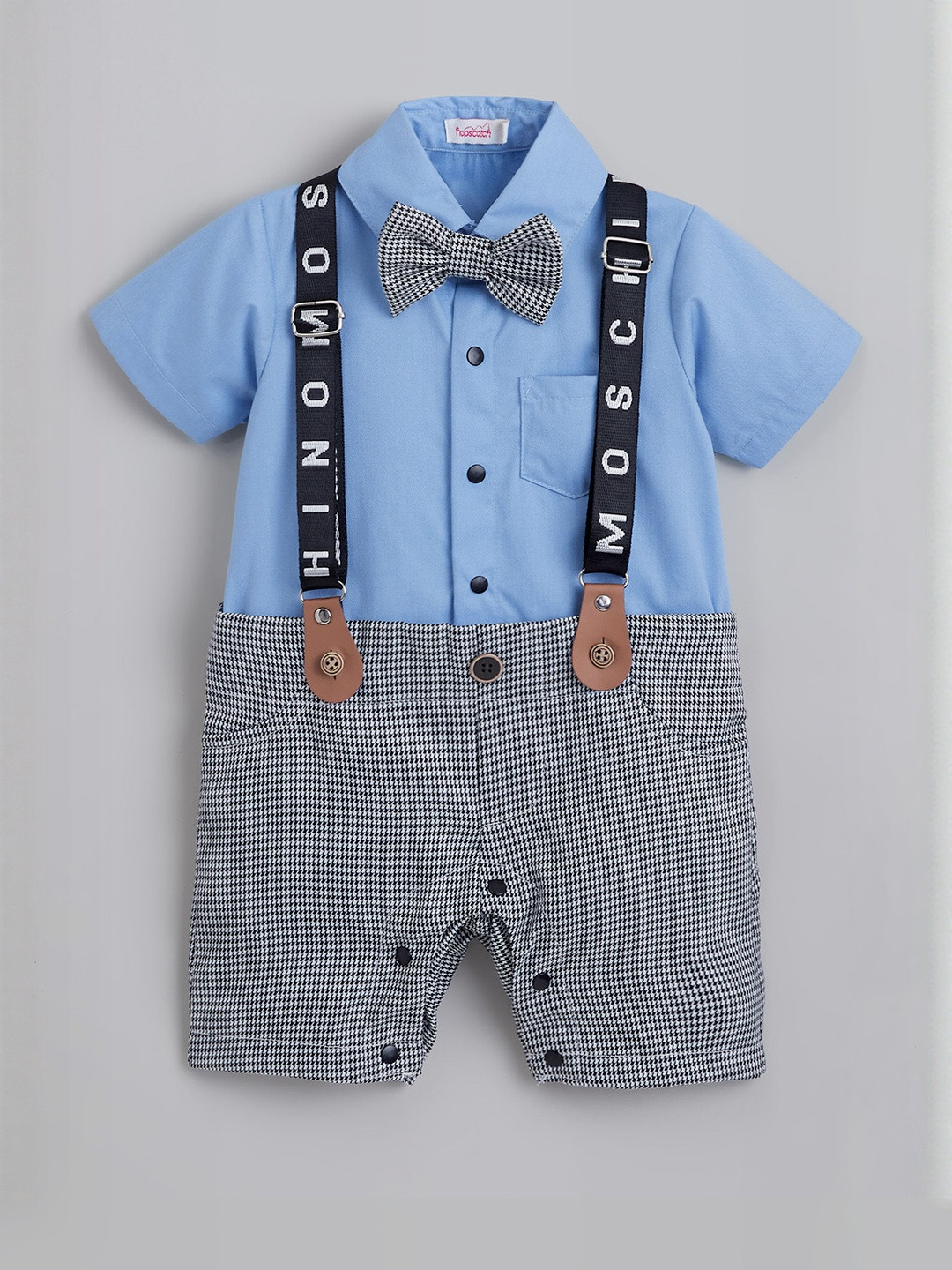 Hopscotch Polyester Checkered Romper