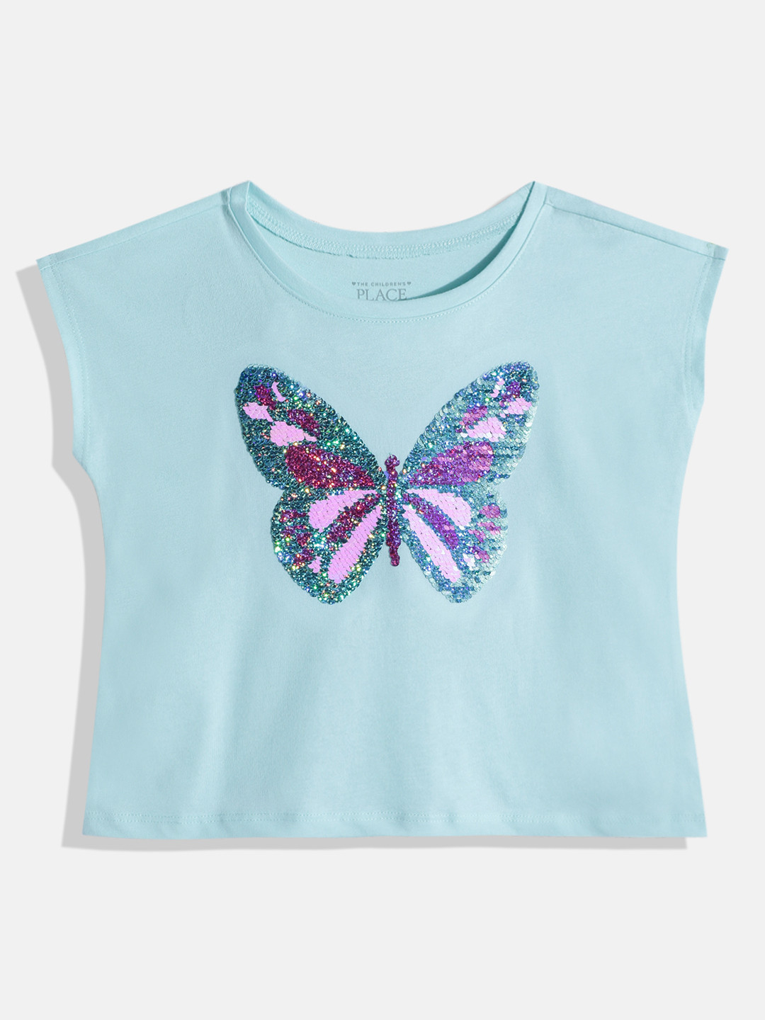THE CHILDREN'S PLACE Girls Extended Sleeves Butterfly Flip Sequin T-shirt
