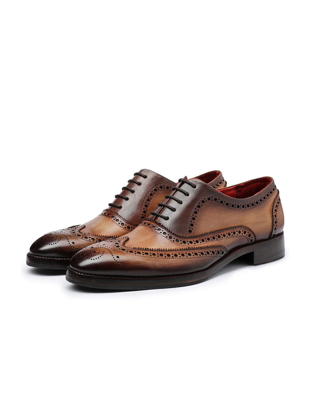 Lethato Men Wingtip Self Design Leather Formal Brogue