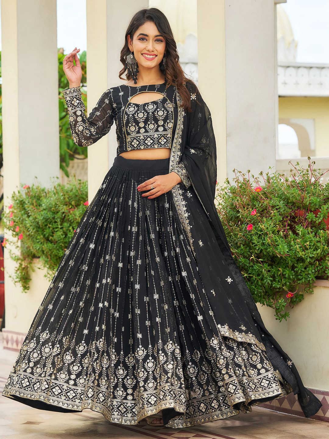 Jogmaya Fashion Embroidered Silk Georgette Lehenga With Unstitched Blouse & Dupatta