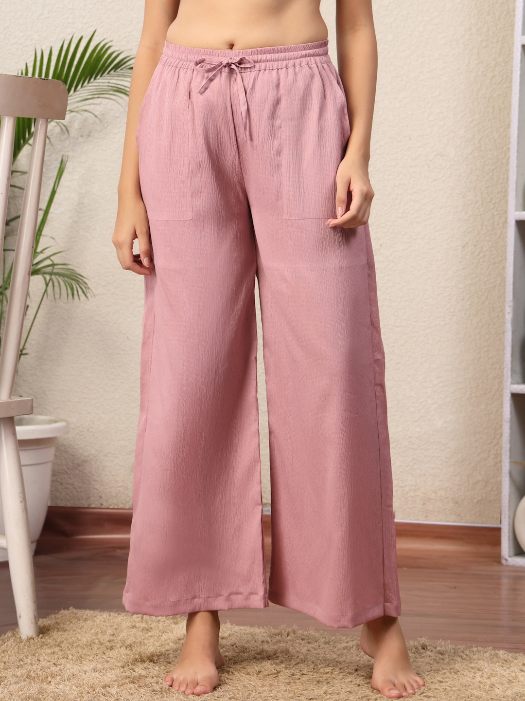 Overlock Women Pack of 2 Wide Leg Elastic Waist Lounge Pants