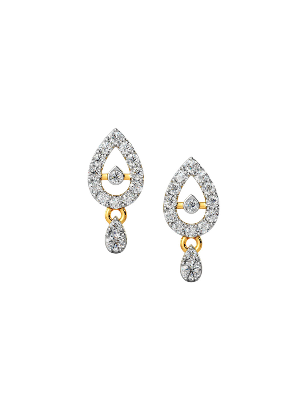 Joyalukkas 18Kt Girls Gold Natural Teardrop Stud Earrings Diamond-0.98 g