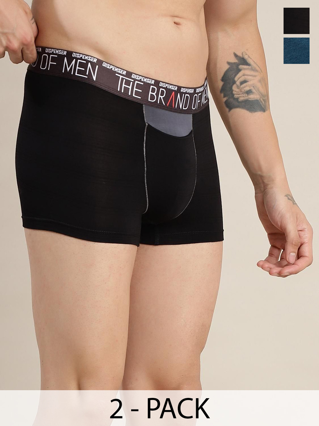 DISPENSER Pack Of 2 Mid-Rise Short Trunks  PACK OF 2-RE-S4-TRUNK-AIRFORCE-BLACK-M