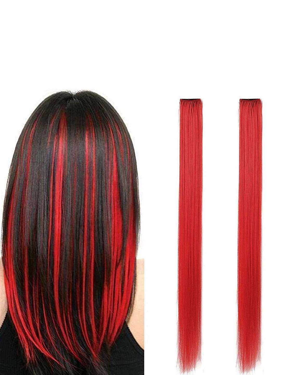 VIEWS Women Set Of 2 Red Wavy Clip-In Twists Hair Extension - 20 inch