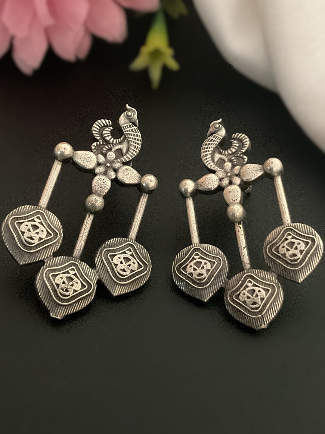MOHATI Silver-Plated Brass Feather Shaped Studs