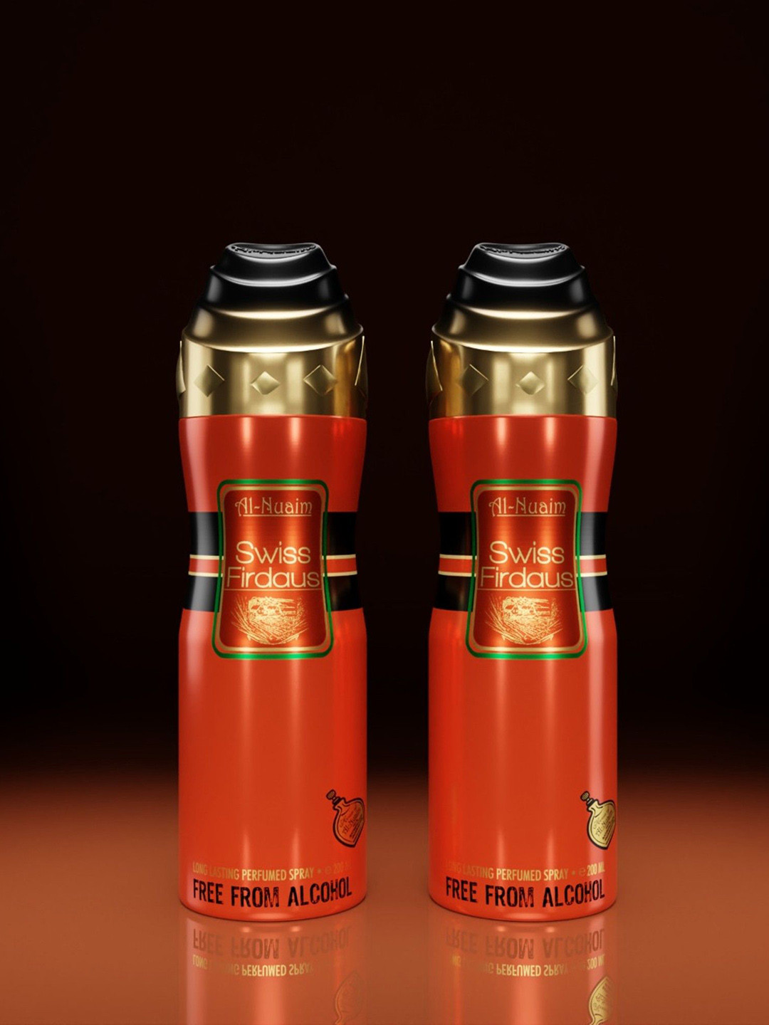 Al-Nuaim 2Pc Swiss Firdous Long Lasting Alcohol Free Deodorant Perfumed Spray - 200ml Each
