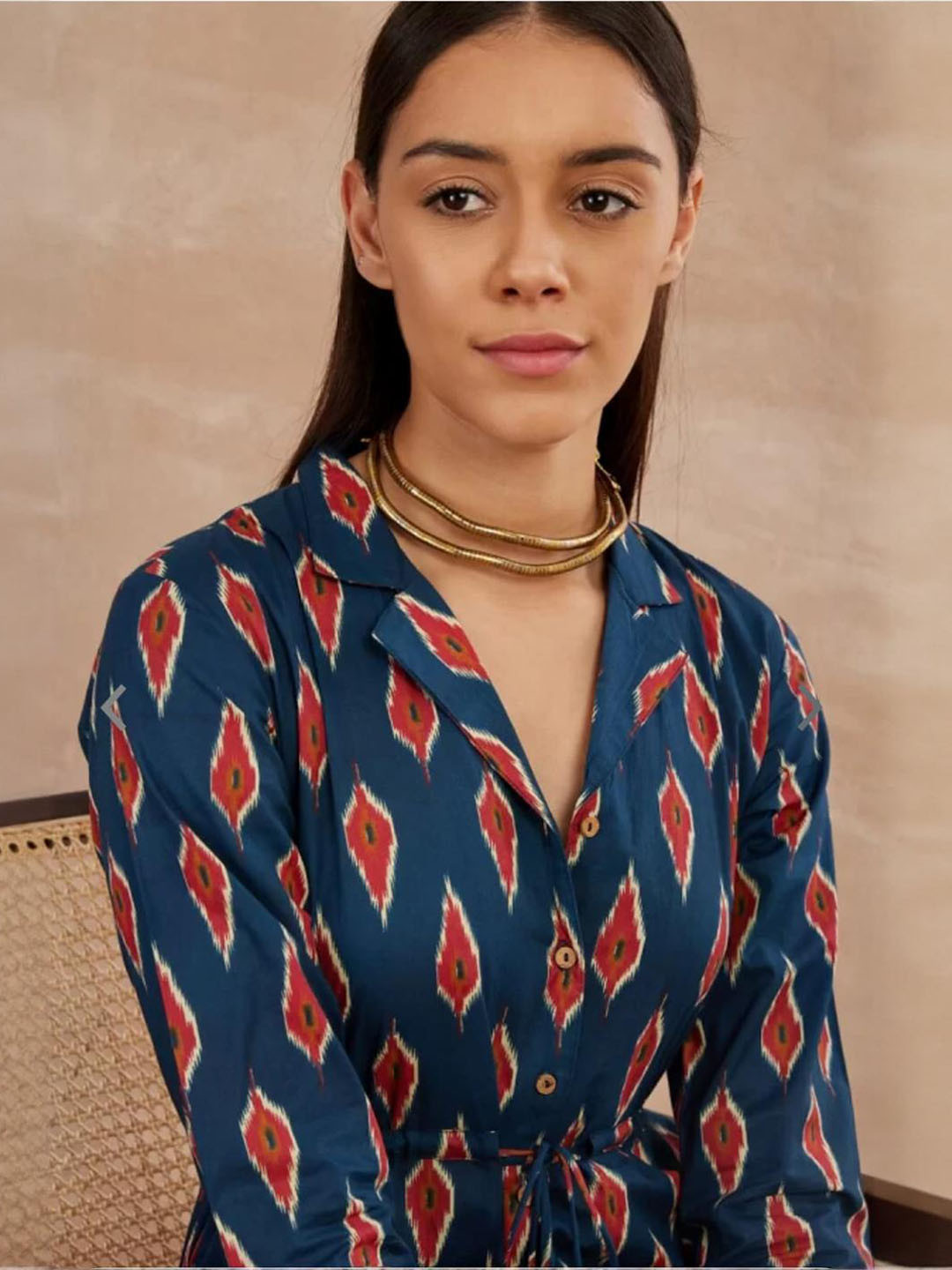 ANGIYA Women Printed Three Quarter Sleeves Basic Jumpsuit