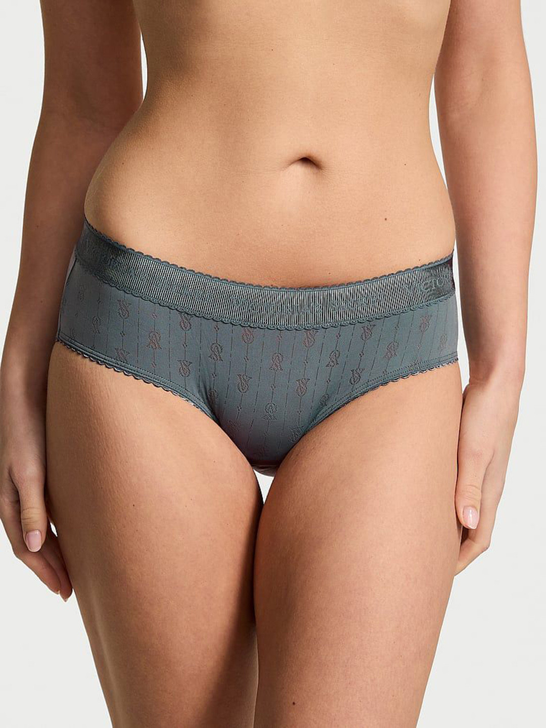 Victoria's Secret Brand Logo Printed Cotton Mid Rise Hipster Briefs