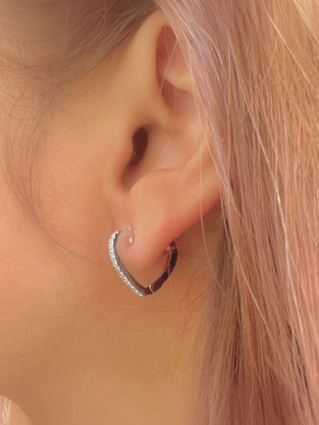 Luxevogue Rhodium Plated Anti Tarnish 925 Sterling Silver Heart Shape Earrings