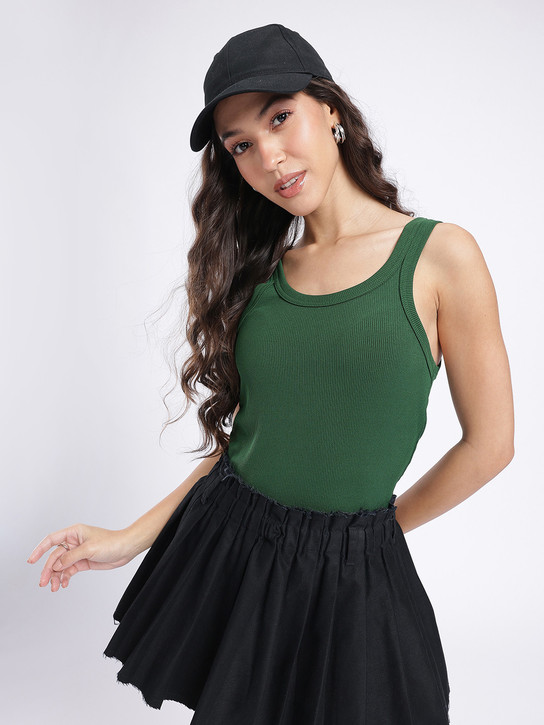 SZN Green Ribbed Crop Top