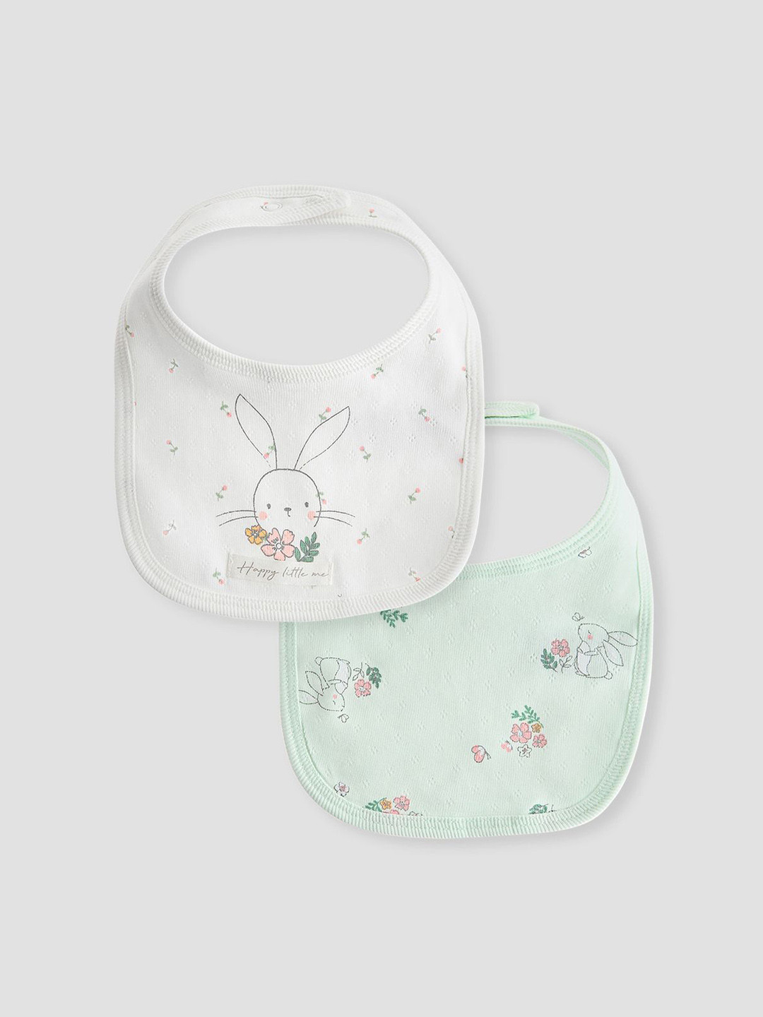 Juniors by Babyshop Girls Pack Of 2 Bunny Printed Cotton Bibs