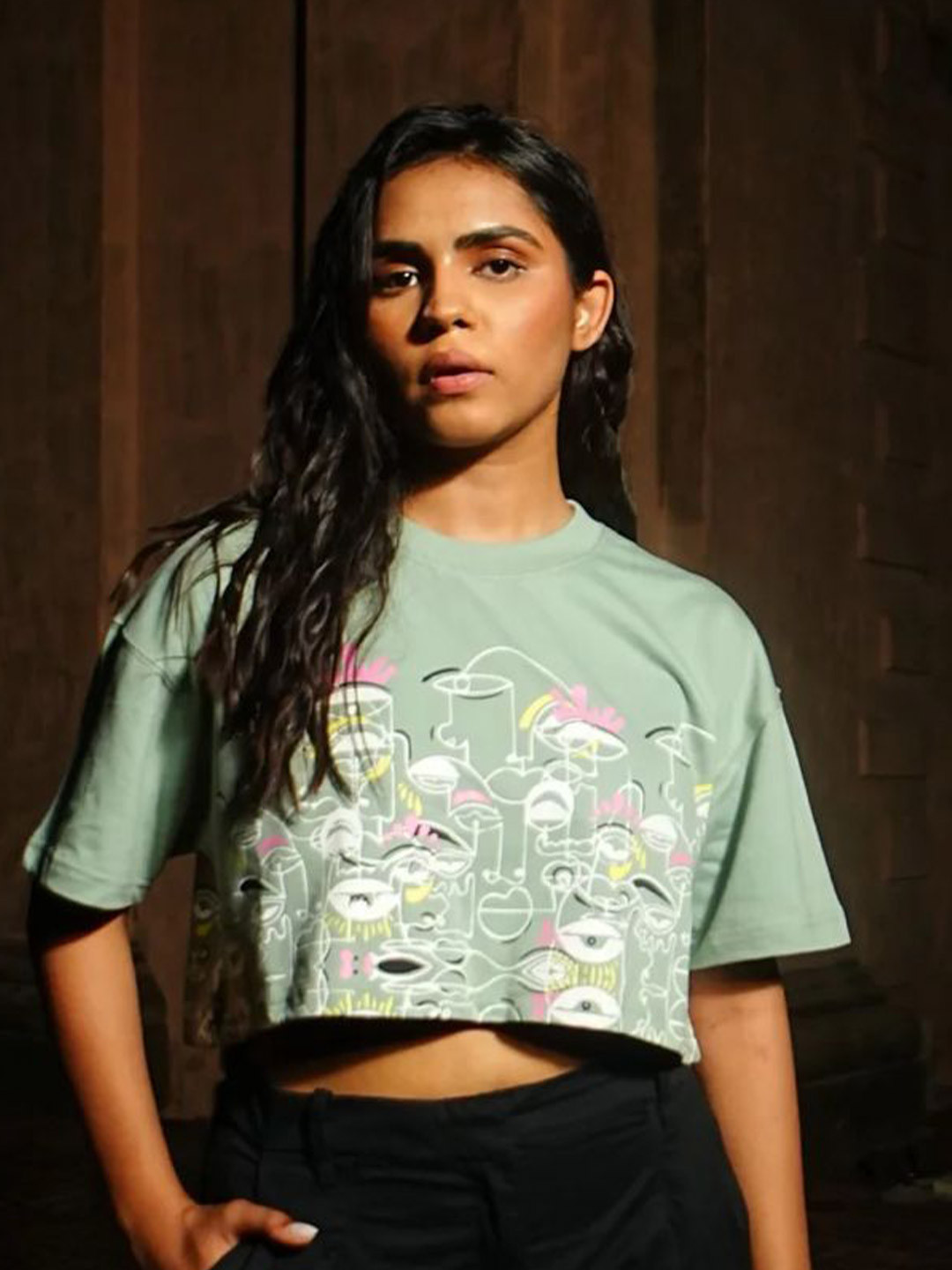 Baglama Floral Printed Cotton Crop Top