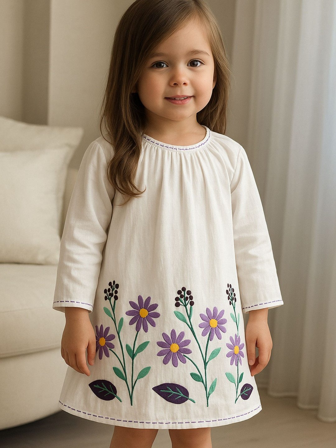 KICO Girls Daisy White A-Line Dress