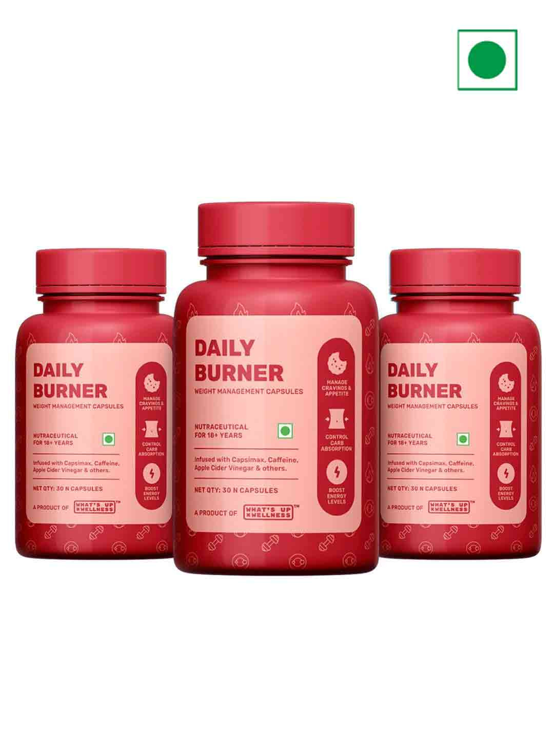 What's Up Wellness Set Of 3 Daily Burner Weight Loss Capsules - 30 Pcs Each