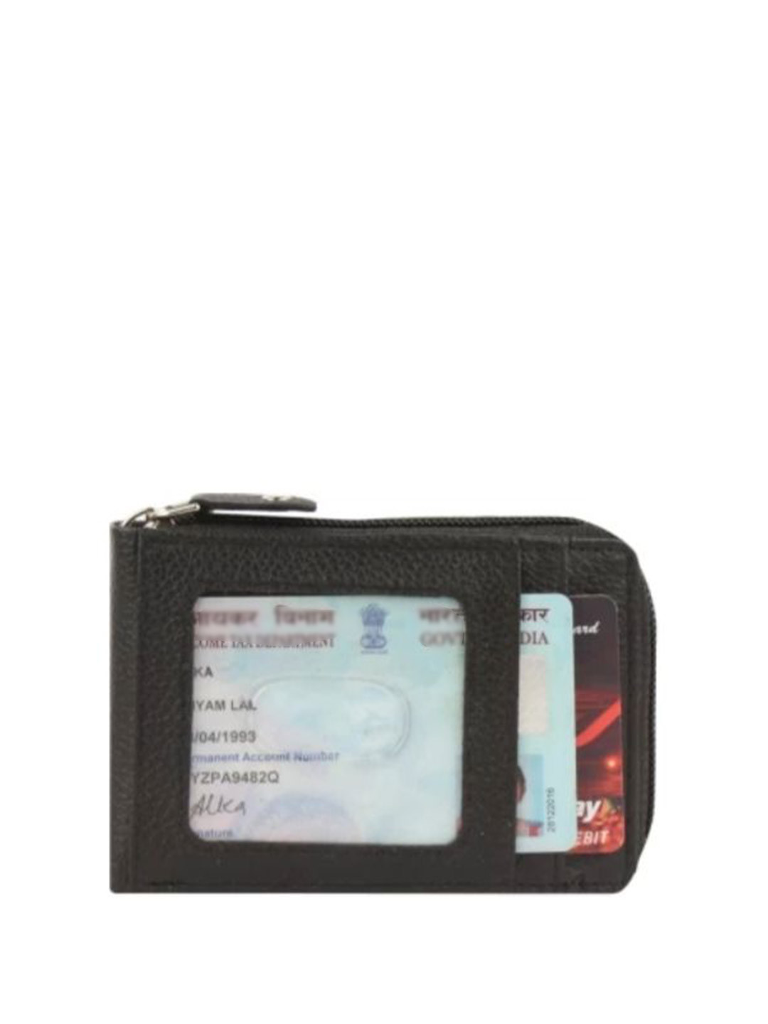 M Megrek Men Textured Leather Short Zip Around Wallet
