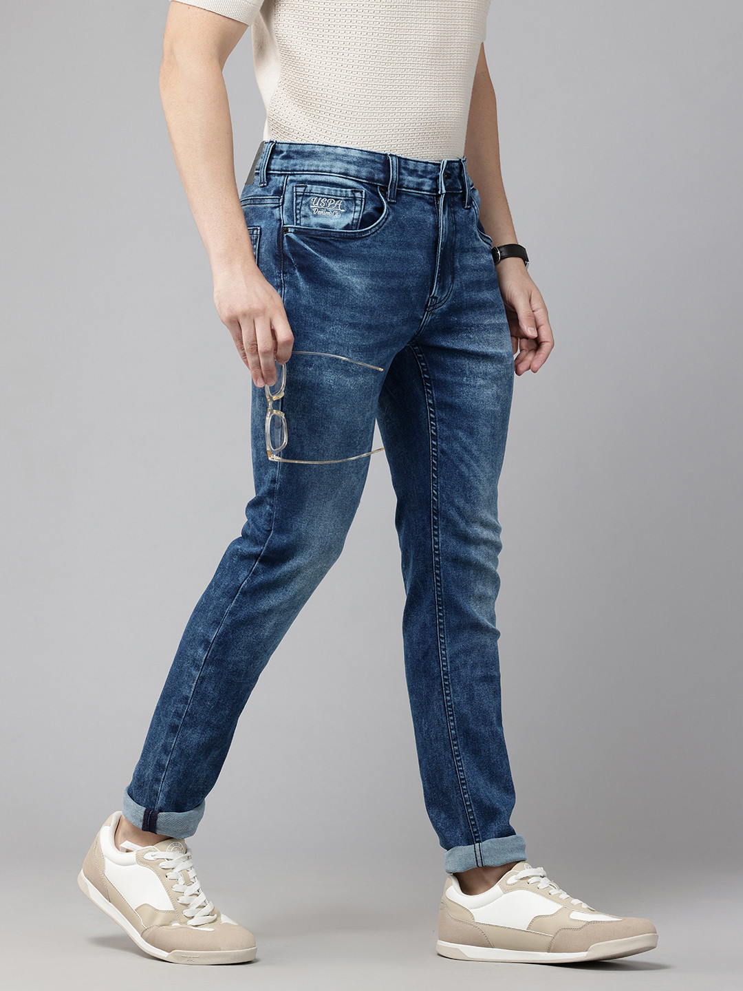 U.S. Polo Assn. Denim Co. Men Brandon Light Fade Stretchable Slim Tapered Fit Jeans