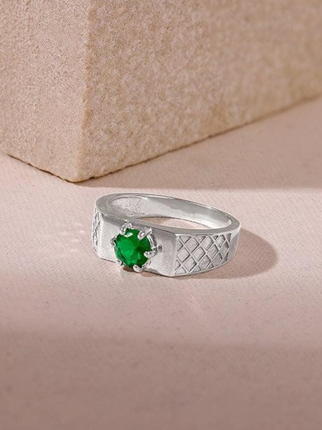 GIVA 925 Sliver Rhodium-Plated Zircon Green Enigma Ring - Size 20