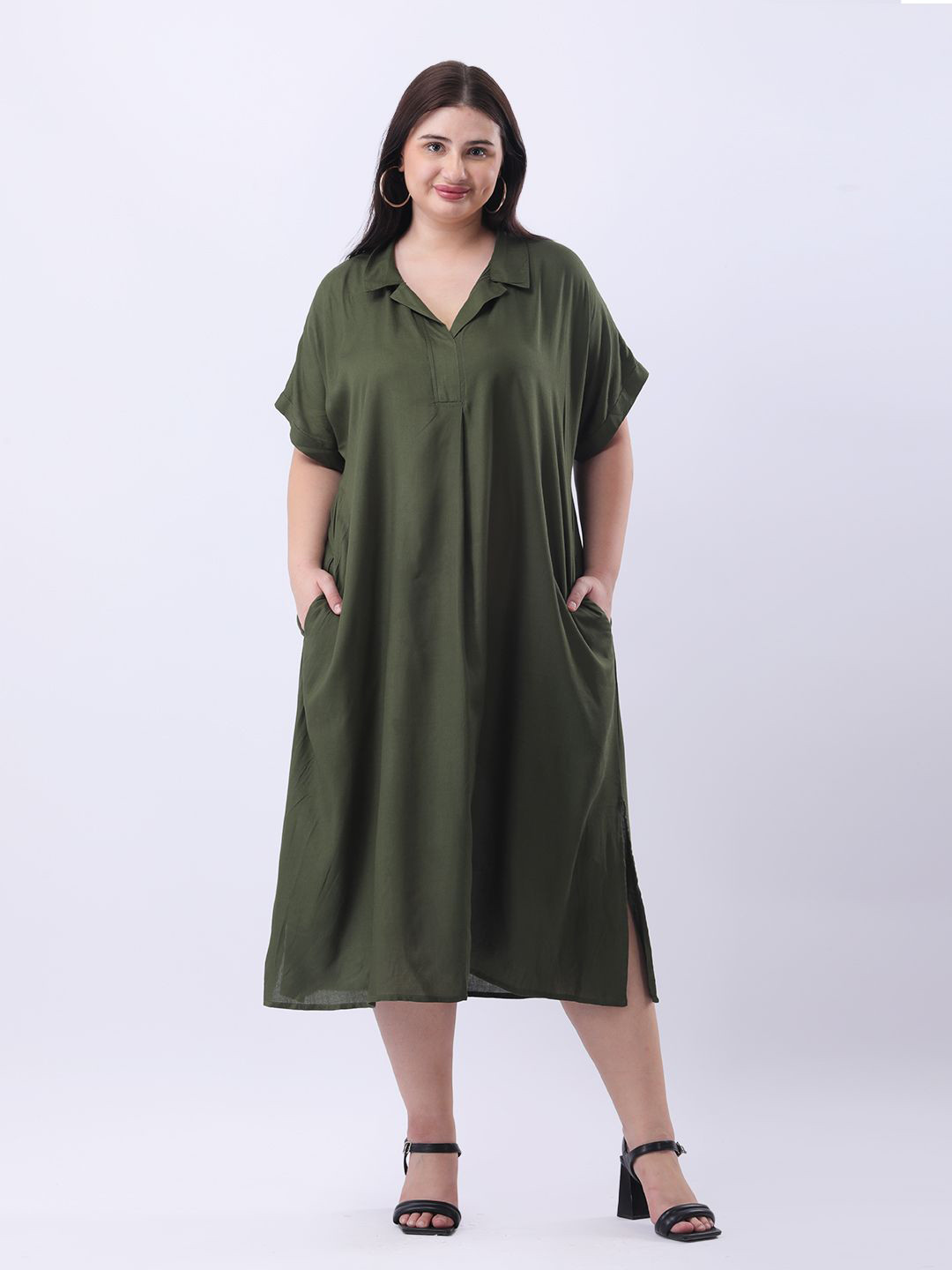Qurvii Shirt Midi Cotton oversize dress