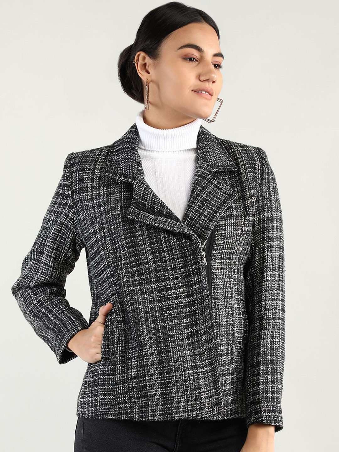 Roadster stylish Mandarin Collar zipper short coat