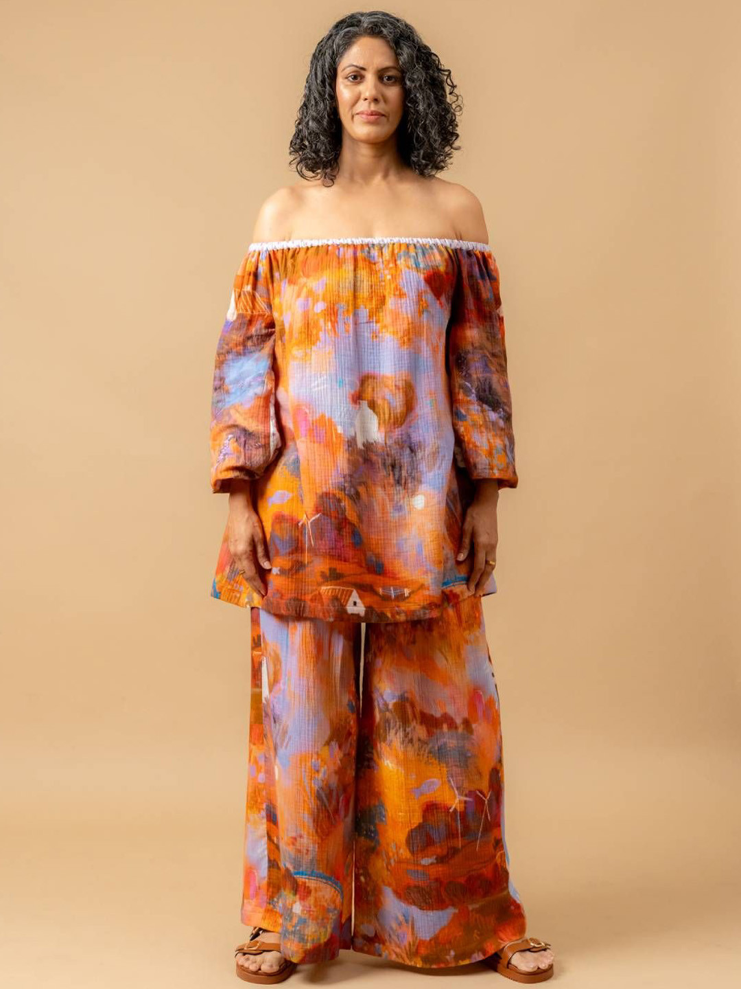 Doodlage Women Firefly Flicker Printed Comfort Flared Fit  Pure Cotton Parallel Trousers