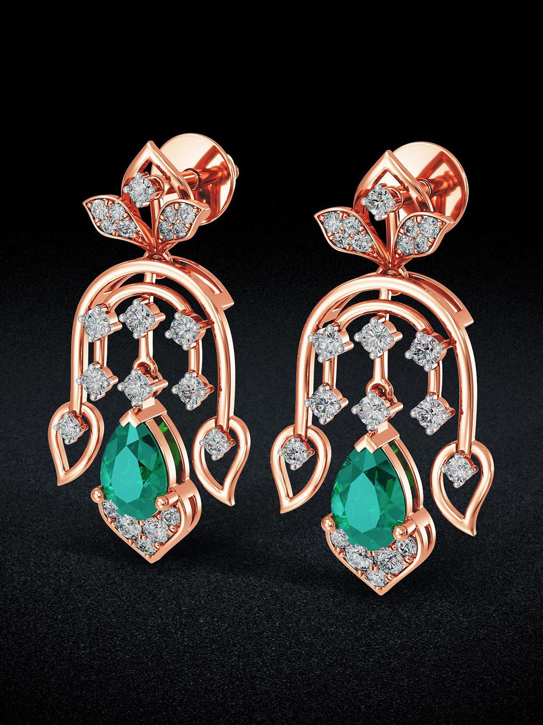 Joyalukkas Women 18Kt Gold Natural Eclat Inspired Diamond Earrings -5.13 g