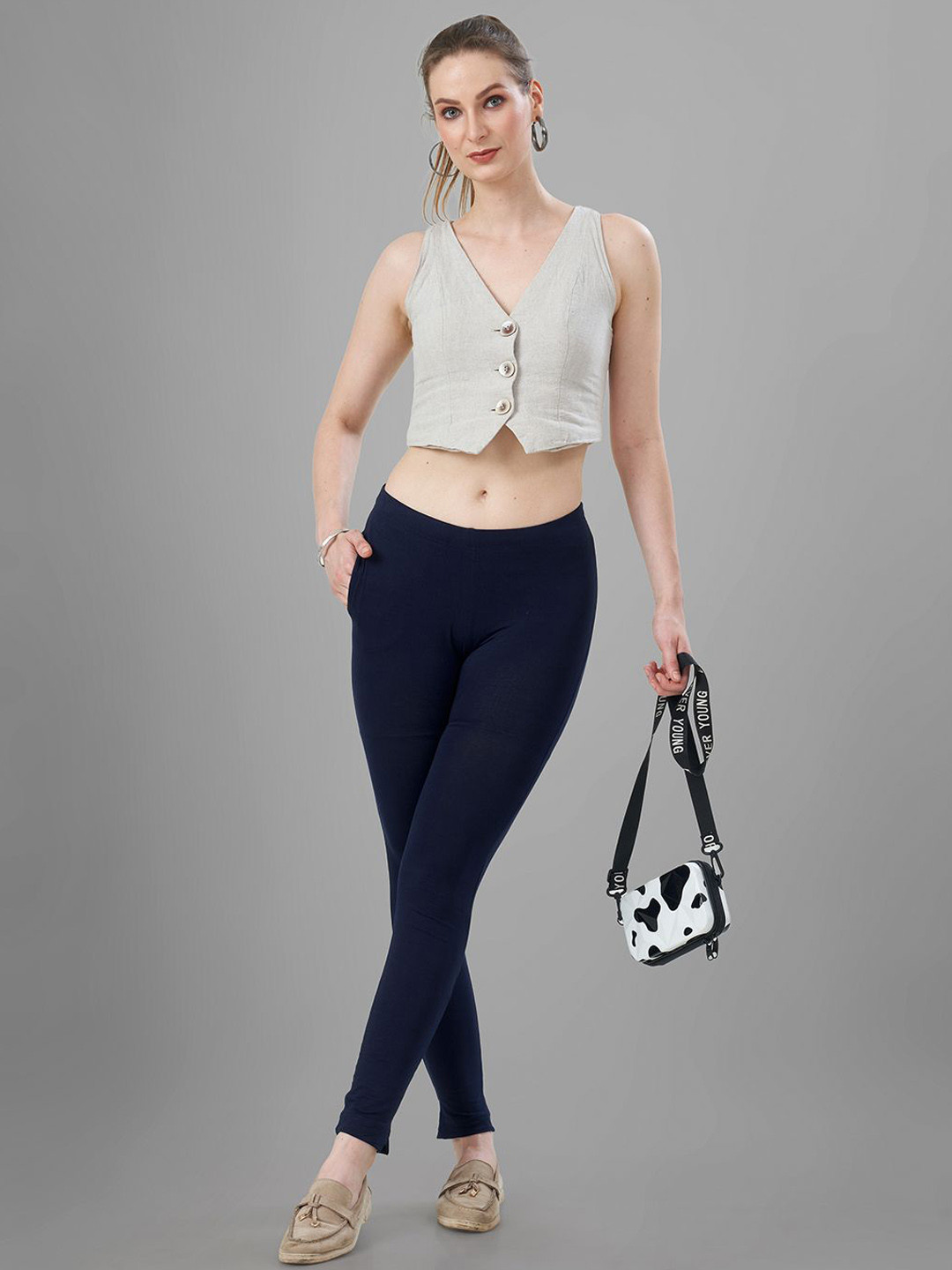 TITTLI Mid-Rise Ankle-Length Cotton Lycra Bio Wash Leggings