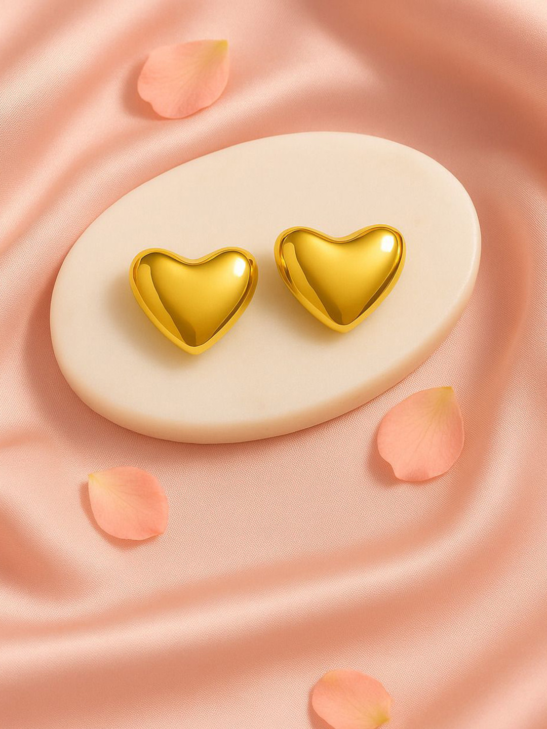 Nui Stainless Steel Gold-Plated Heart Shaped Studs