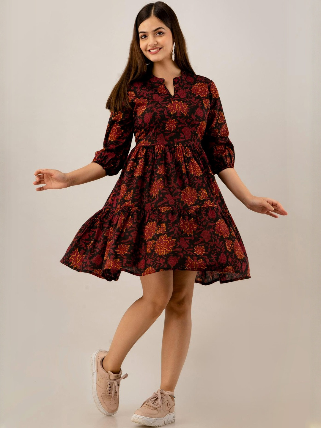 FASHION CLOUD Women Cotton Fit and Flare Dresses