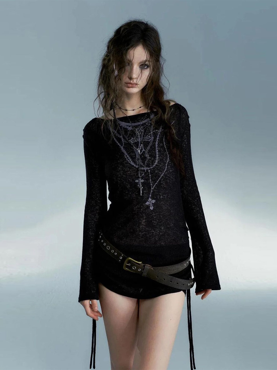 LULU & SKY Women Graphic Bell Sleeve Boat Neck Top