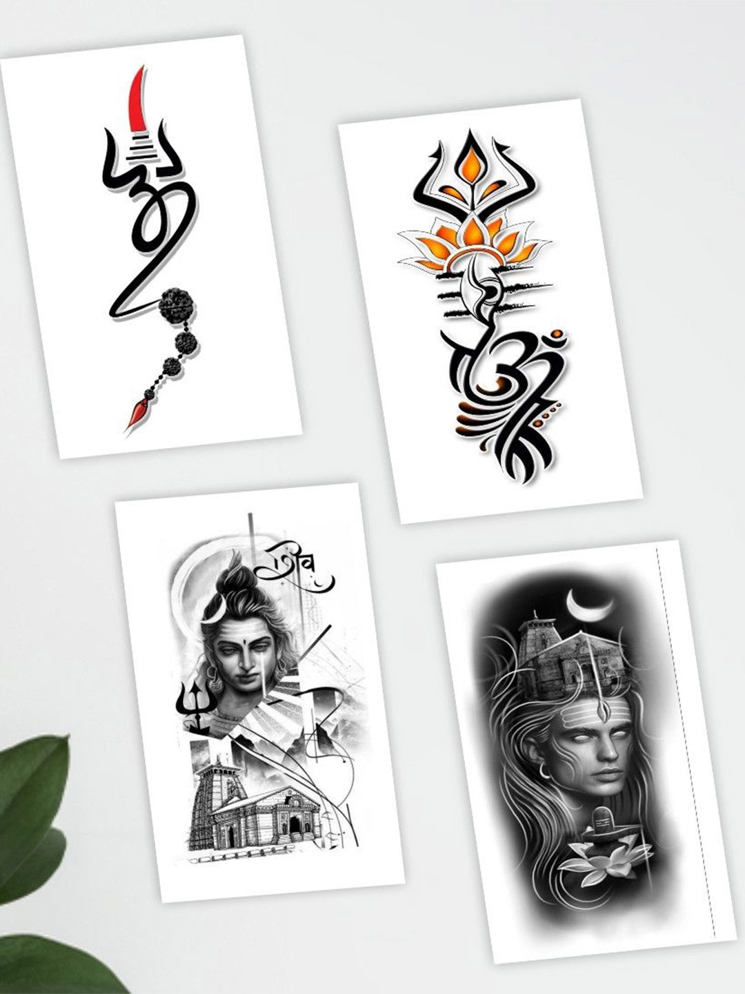 ORDERSHOCK Set Of 4 Om Namha Shivaye Mahadev & Shivling Design Temporary Tattoos