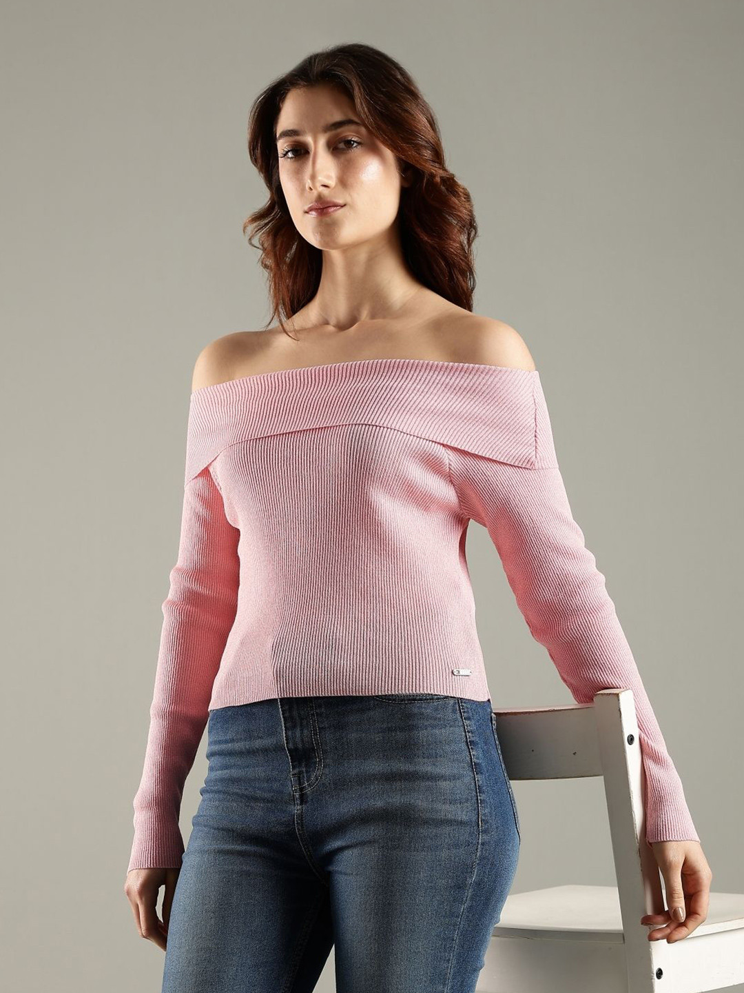 Tommy Hilfiger Europe Women Slim Fit Off-Shoulder Neck Sweater