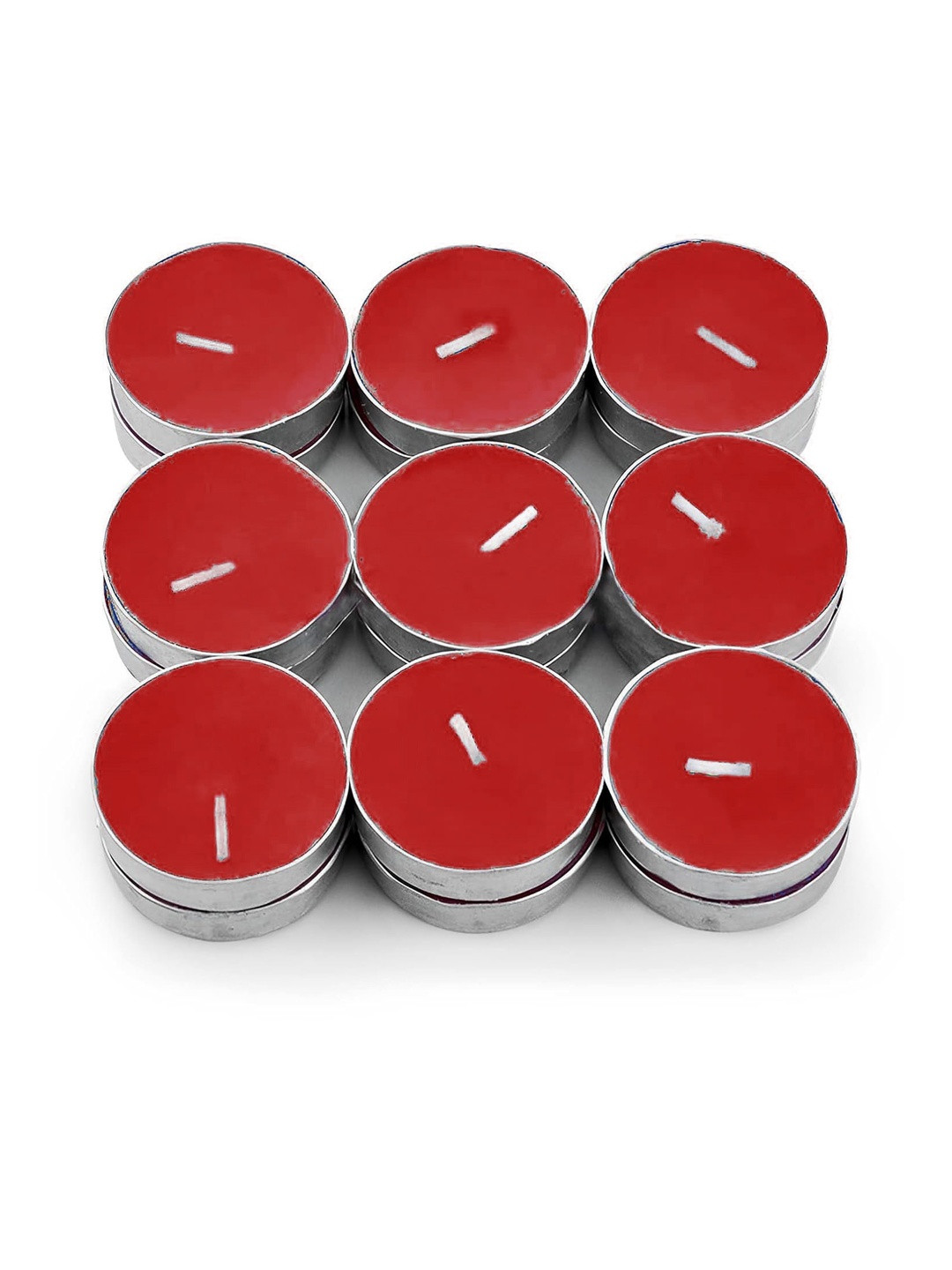 ASIDEA Red Pack of 25 Solid Wax Tea Light Candles