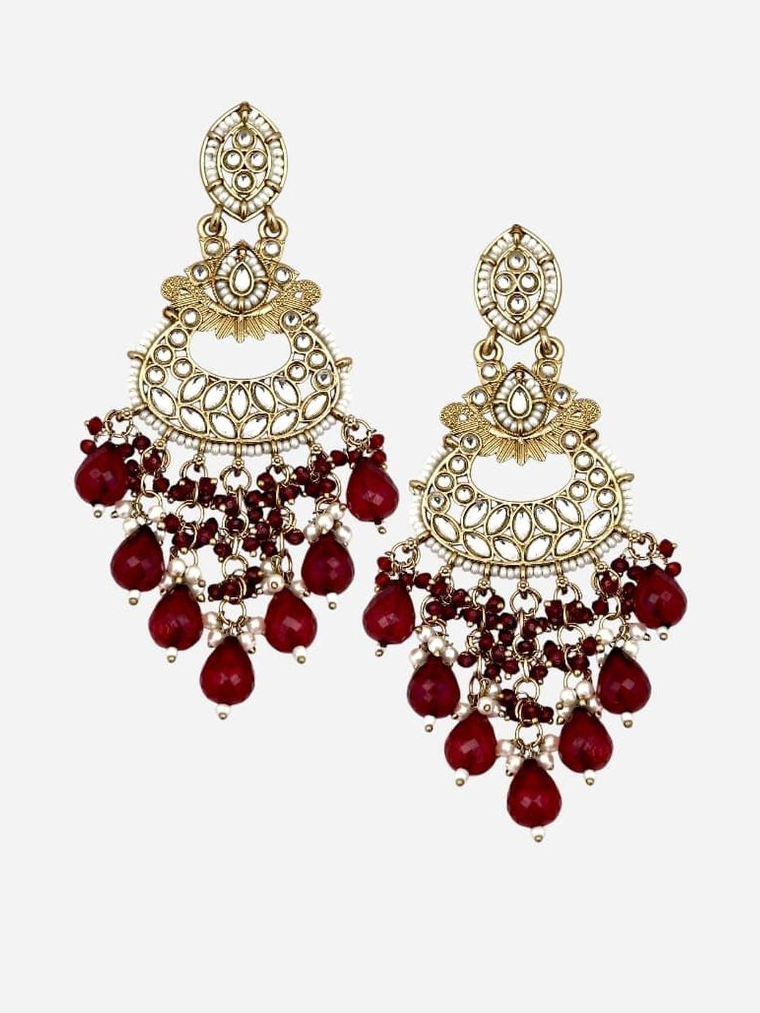 BFC - BUY FOR CHANGE Gold-Plated Artificial Stone & Beaded Chandbalis Earrings