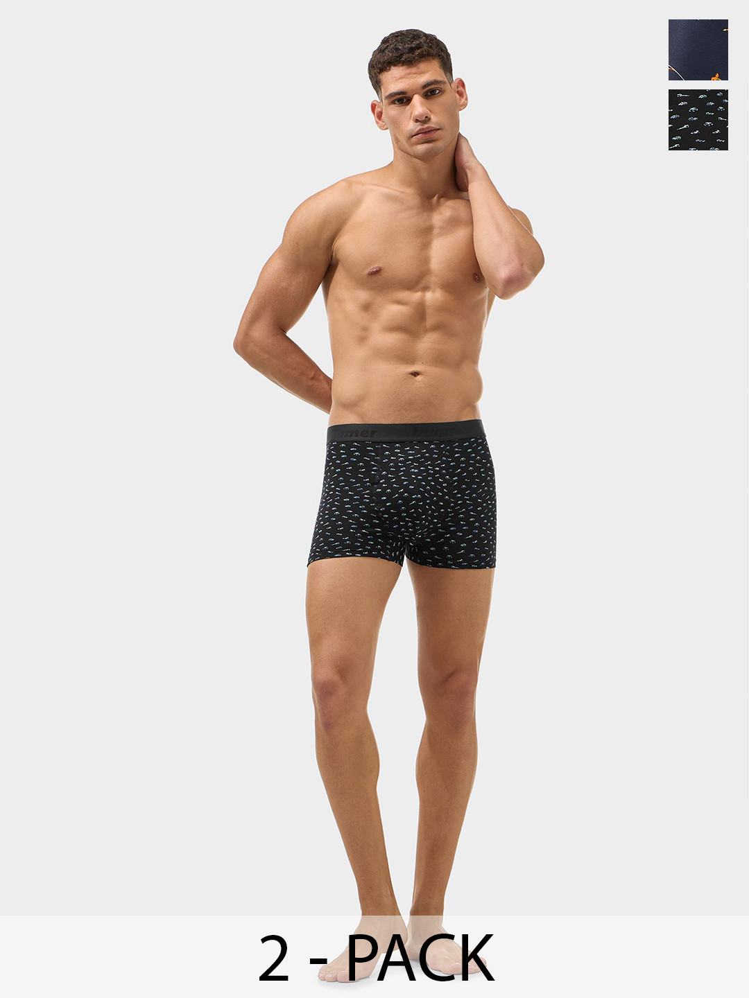 bummer Pack Of 2 Printed Mid-Rise Soft Breathable Trunks TRJABVRO02