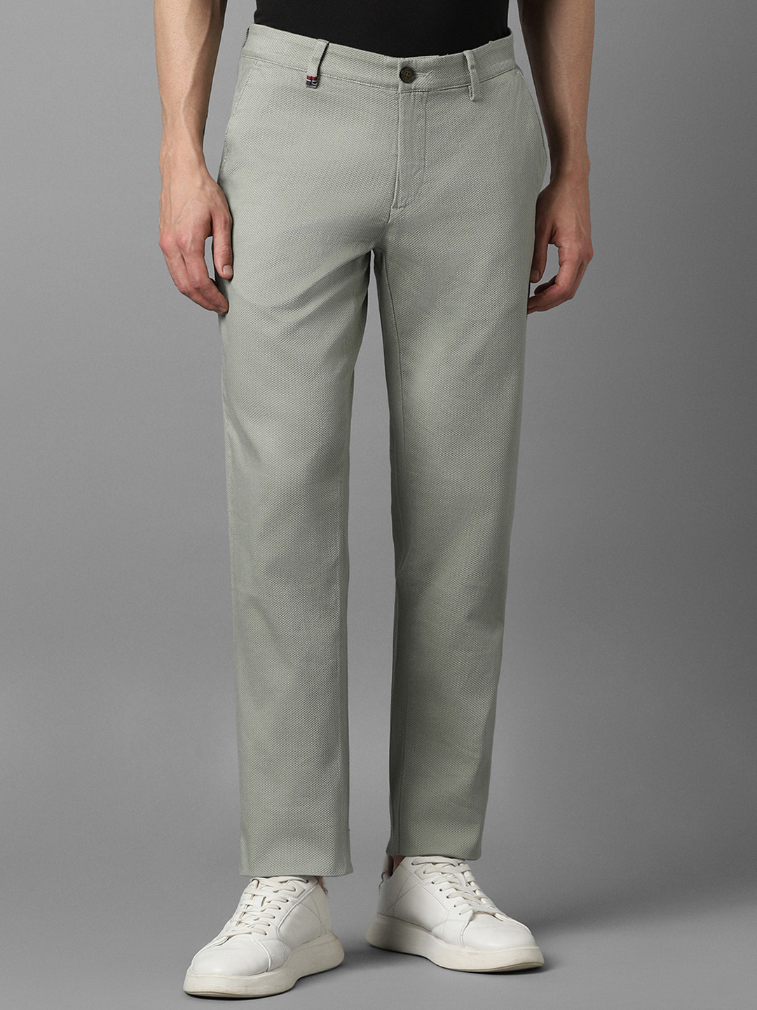 Louis Philippe Sport Men Self Design Tapered Fit Low-Rise Chinos Semi Formal Trousers