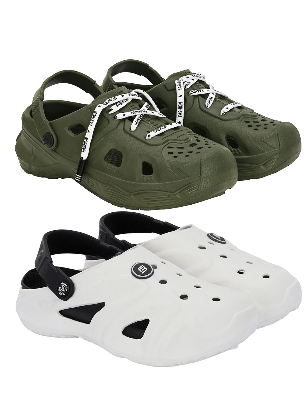 BIRDE Men Set Of 2 Perforations Clogs Flip Flops