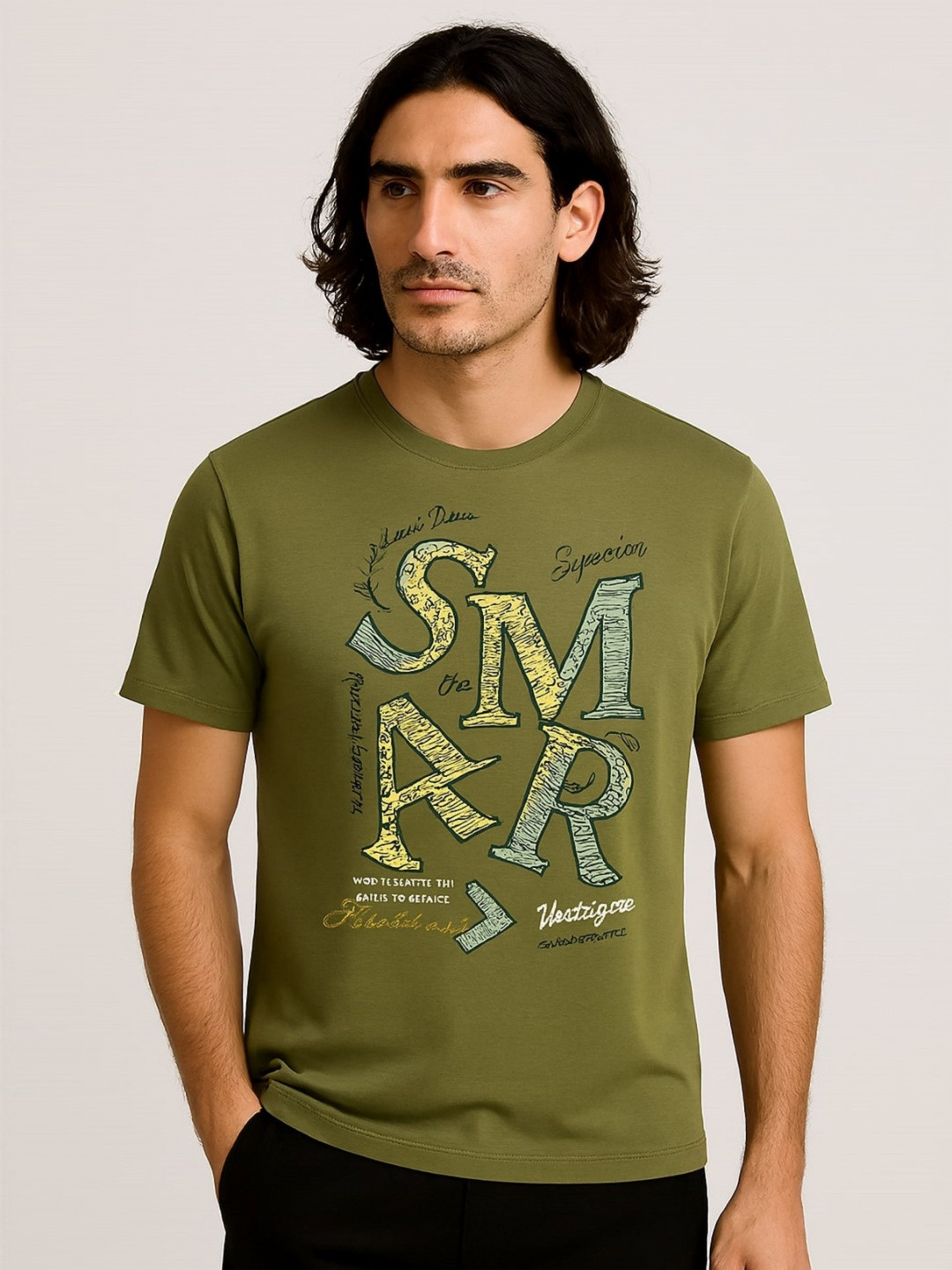 SANDPIPER Men Biker Printed Raw Edge T-shirt