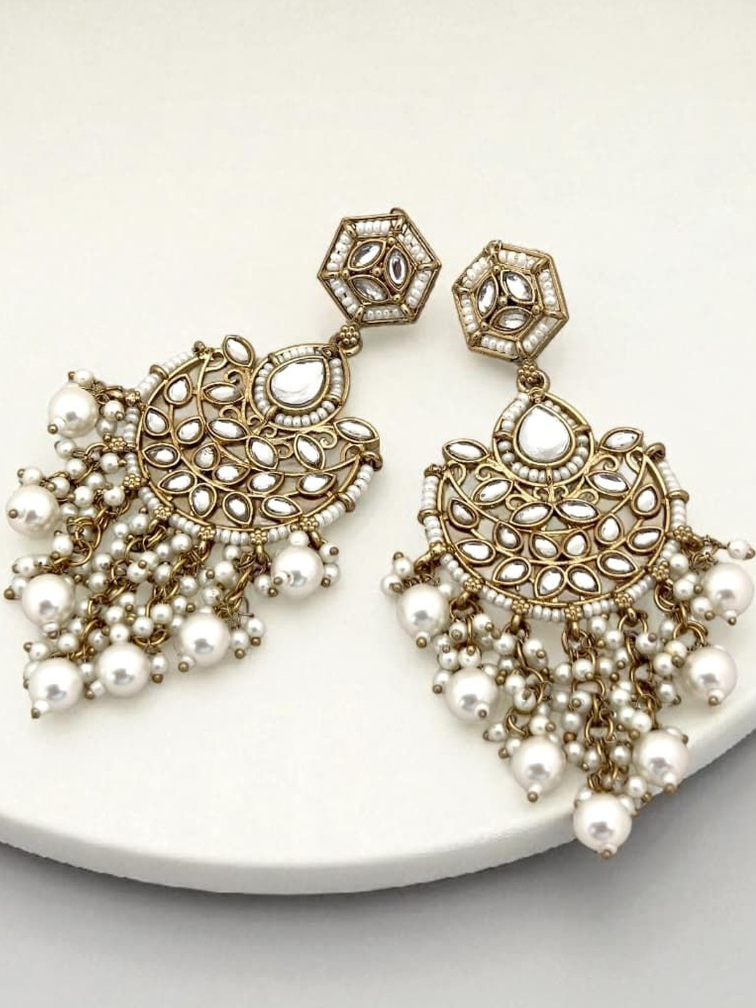 BFC - BUY FOR CHANGE Women Gold-Plated Artificial Beads Ethnic Chandbalis Earrings