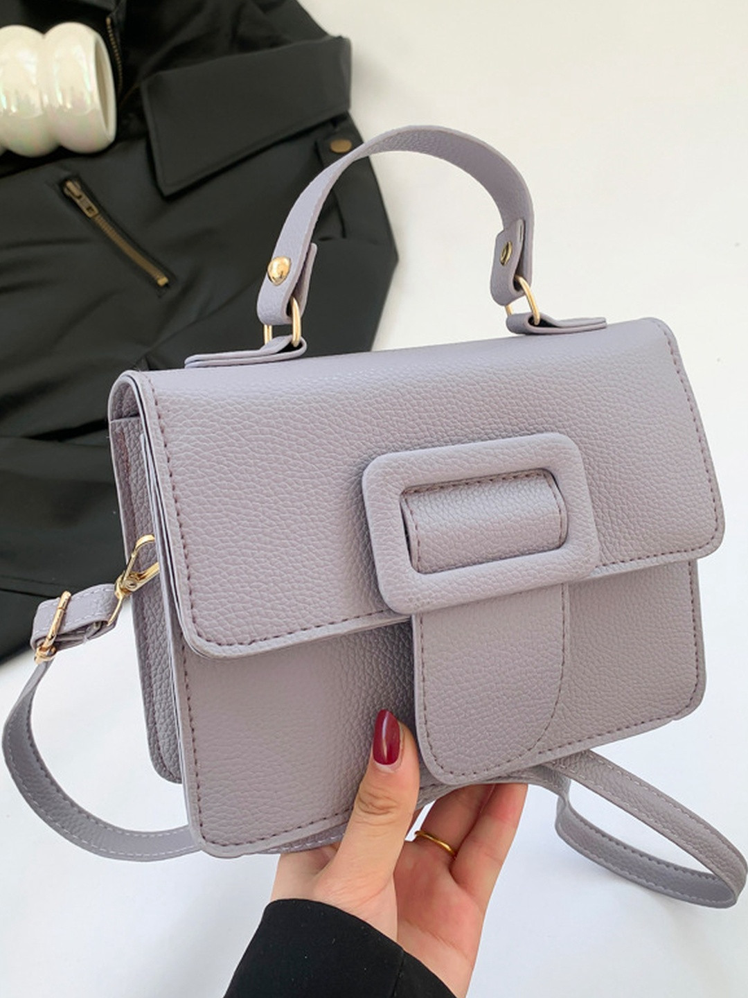 CORSICA PU Grey melange solid sling bag