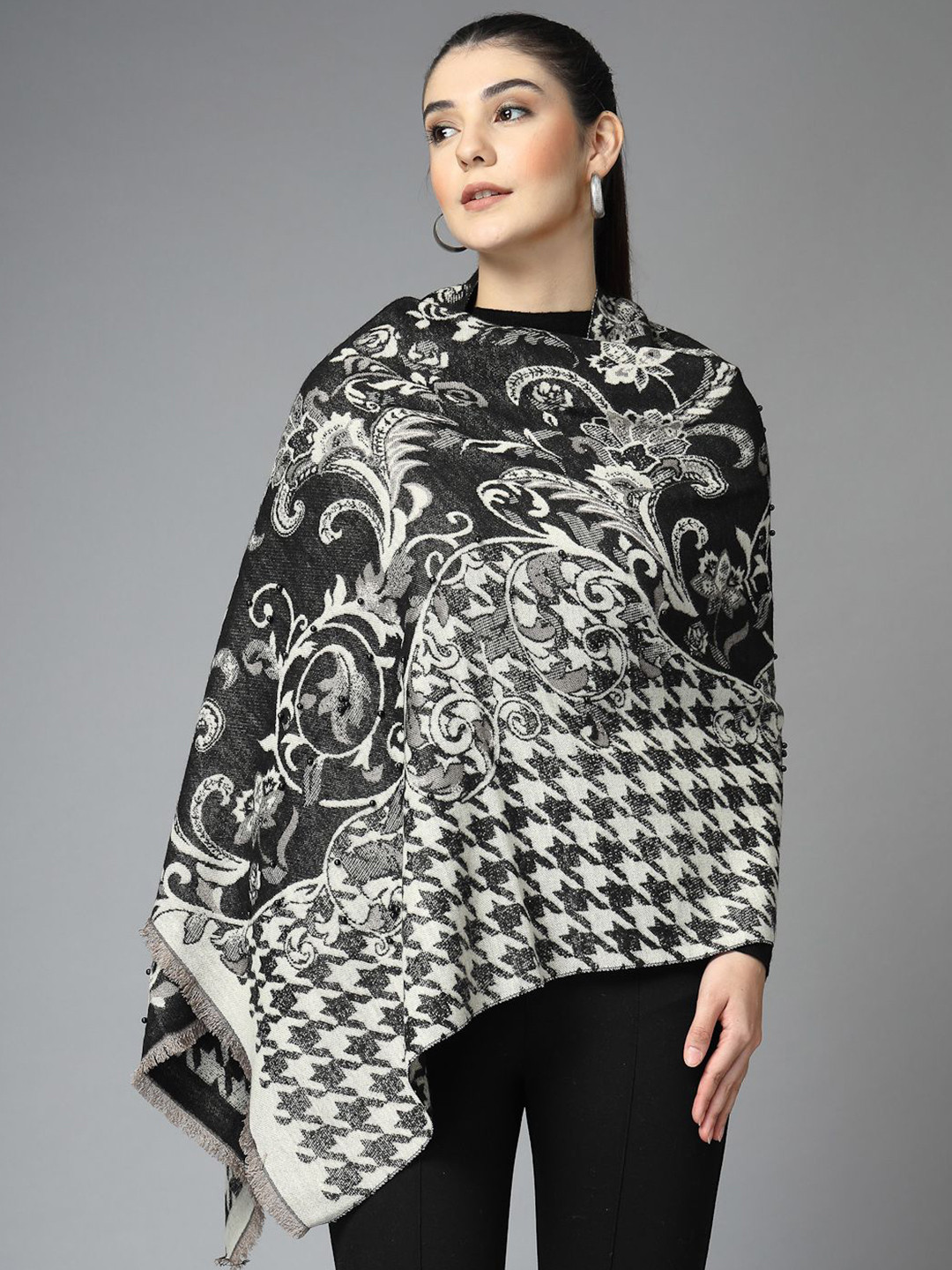 Mafadeny Women Ethnic Motifs Printed Wool Blend Winter Stole