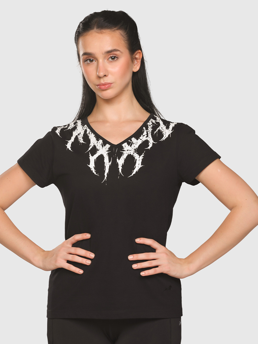 Musclemind Aura Printed V-Neck Cotton T-shirt