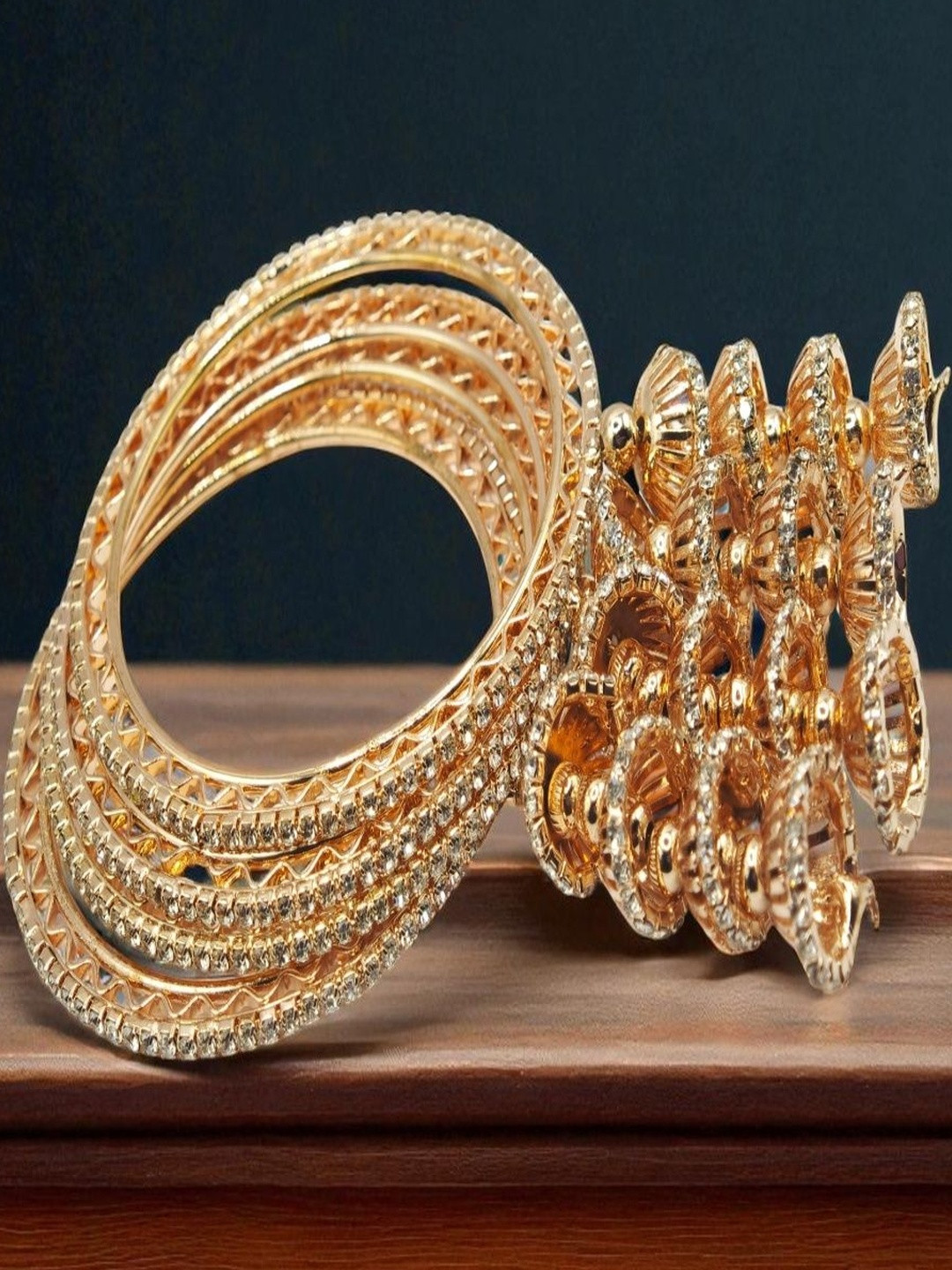 SAPRAA TRENDS Set Of 4 Rose Gold Copper Bangles