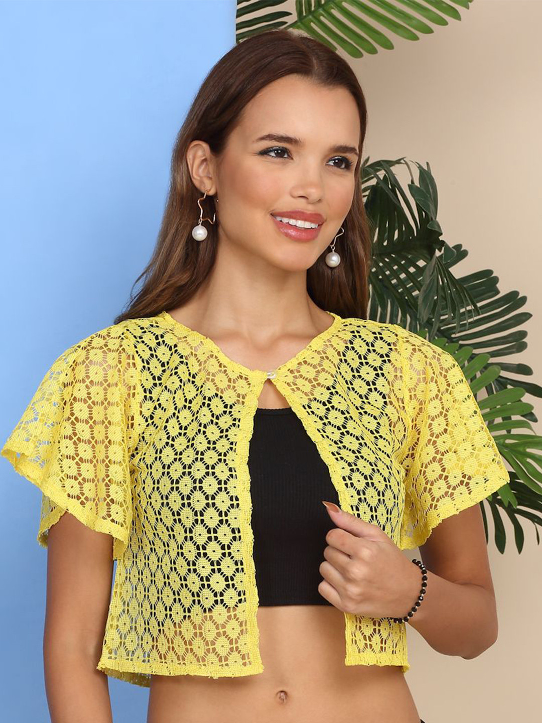 Dressitude Self Design Sheer Shrug